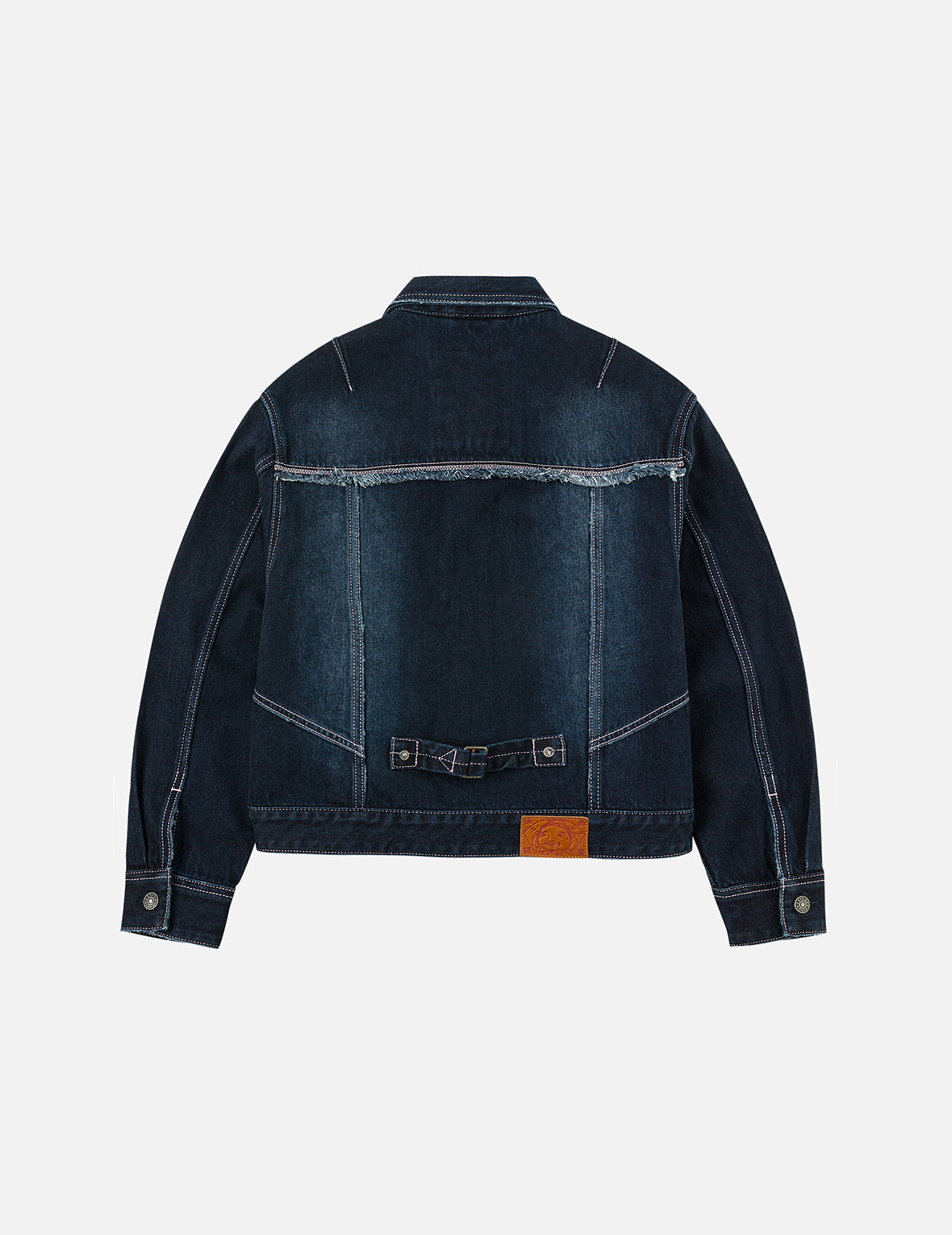 Seagull Appliqué Embroidery Loose Fit Washed Denim Jacket